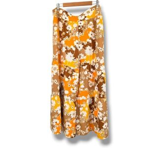 Cato Floral Print Wide Leg Palazzo Pants Womens Plus Size 18/20P Brown Orange